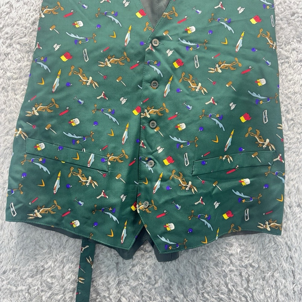 Vintage Warner Bros Studio Store Wile E Coyote Silk Vest Mens Medium 1995 Flawed - Picture 8 of 15